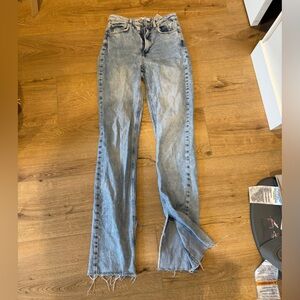 Zara Light Blue Women's Jeans high waste raw hem